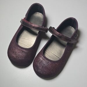 3/$30 VICTORIA Made In SPAIN Burgundy Mary Jane Shoes Sparkly Velcro